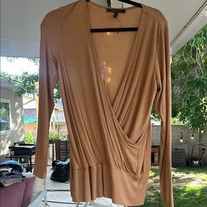 Elegant Tan Wrap Top